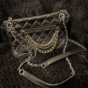 MICHAEL Michael Kors Black Silver Quilted Wristlet